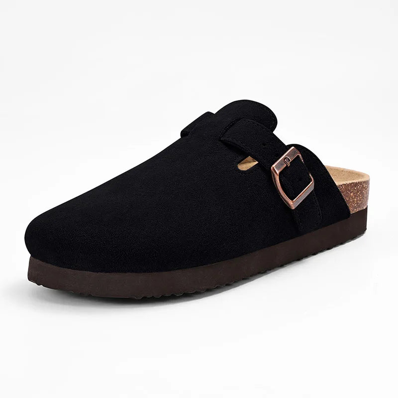 Litfun Classic Cork Clogs For Women Men Genuine Summer Clogs with Arch Support Cork Leather Home Mules Shoes Thick Beach Sandals