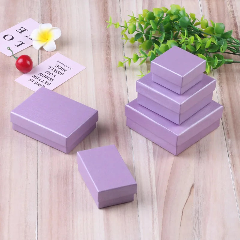 12pack White Black Cardboard Jewelry Box Earings Rings Necklace Storage Boxes 7x9x3cm Kraft Paper Travel Wedding Gift Dust Case
