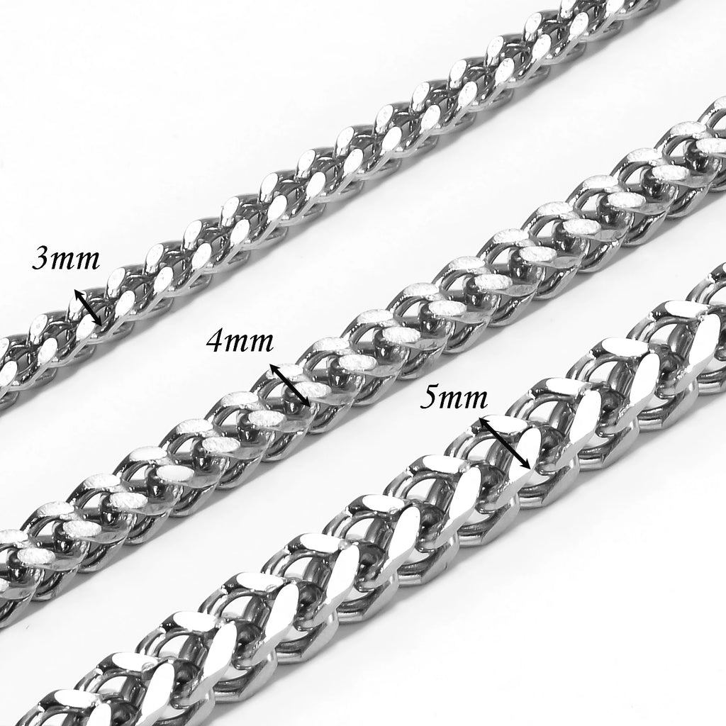 1Pc Size 3mm-5mm Gold/Silver Color 316L Stainless Steel Franco Fox tail Chain Necklace Women Men Jewelry Gift Dropshipping