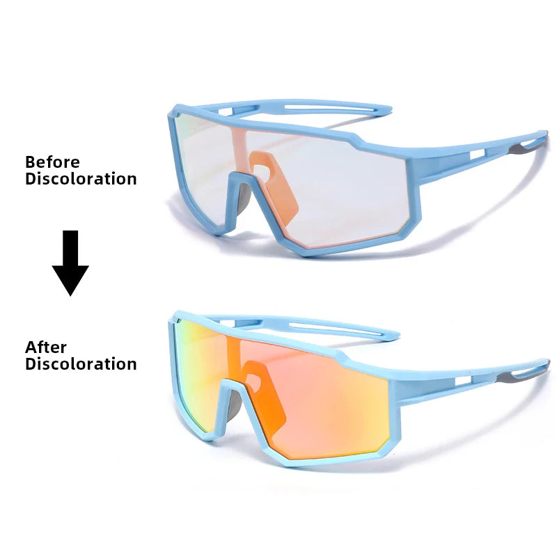 Flexible Ultra-Light Kids Sports Sunglasses TPEE Frame Photochromic UV400 Protection Goggle Cycling Running Outdoor Activities