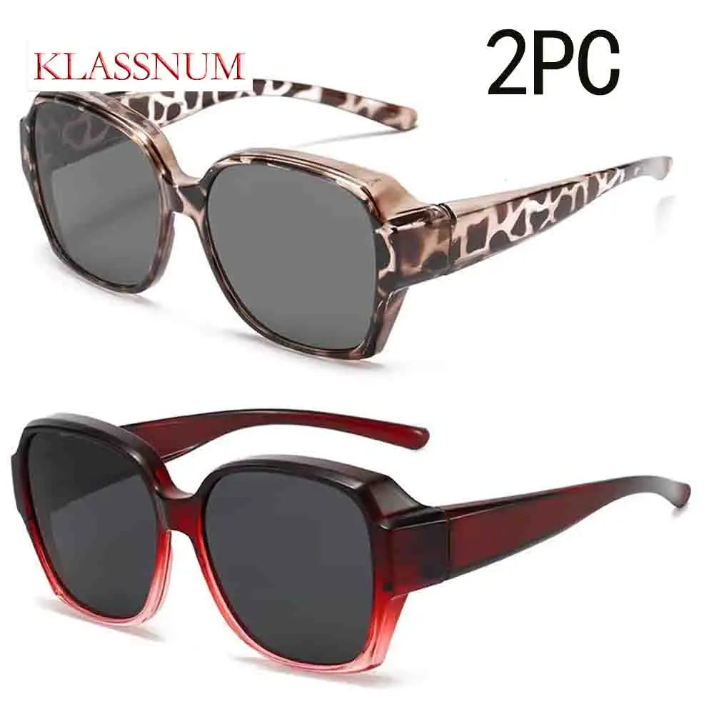 KLASSNUM Trend Driving Polarized Sunglasses For Men Women Fit Over Glasses Wrap Around Sunglasses Square Shades UV400 Goggles