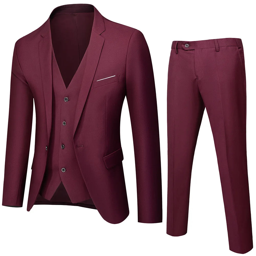Men Business Professional Slim Fit Two Piece Suit Formal Groomsman Wedding Attire