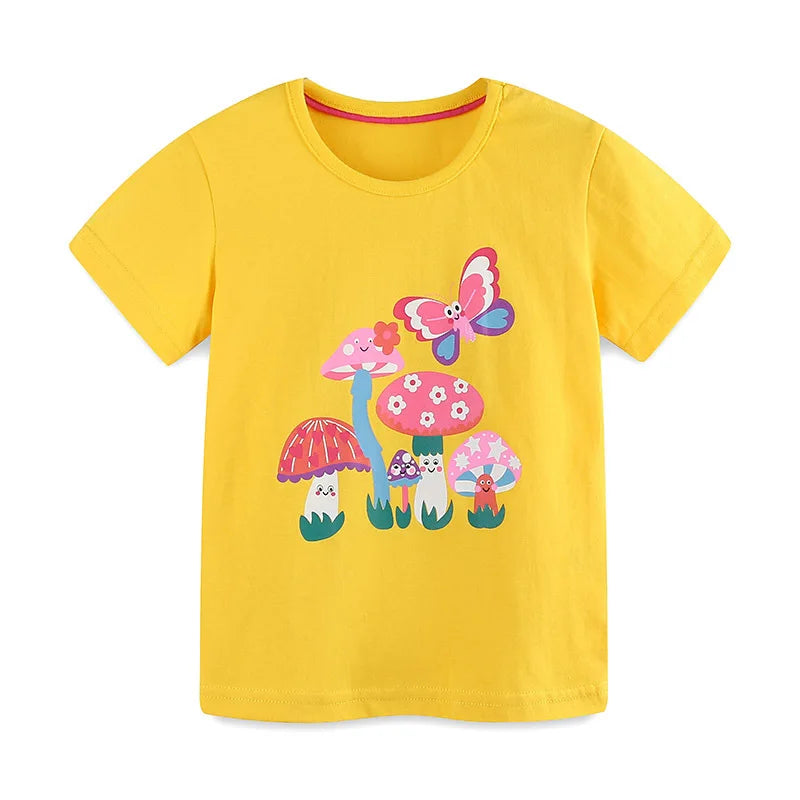 Little maven 2026 Cotton T-shirt Short Sleeves Summer Clothes with Little Bees Lovely for Baby Girls Kids 2 to 7 year