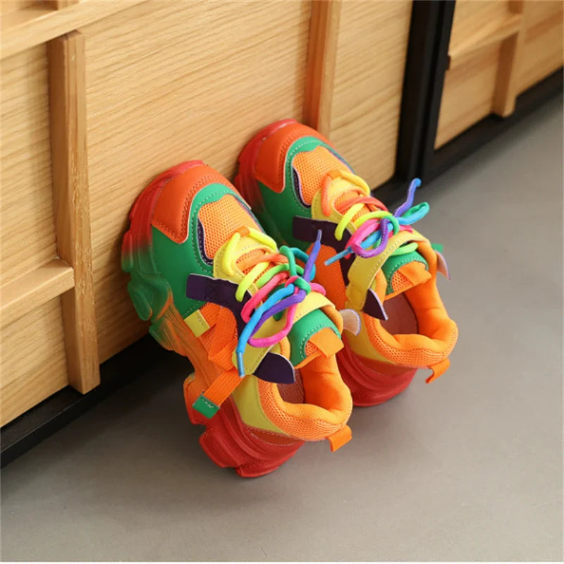 2026 New Spring Children Shoes Colorful Fashion Breathable Kids Outdoor Tennis Soft Sole Sport Shoes Fashion Girls Boys Sneakers