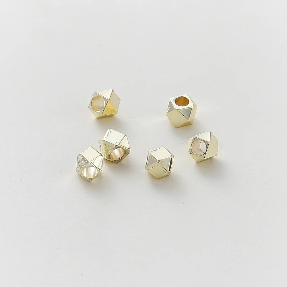 20Pcs Spacer Bead 14K/18K Gold Color Plated Brass Faceted Beads 2.5/3/4/5mm for DIY Bracelet Necklace Jewelry Making Accessories