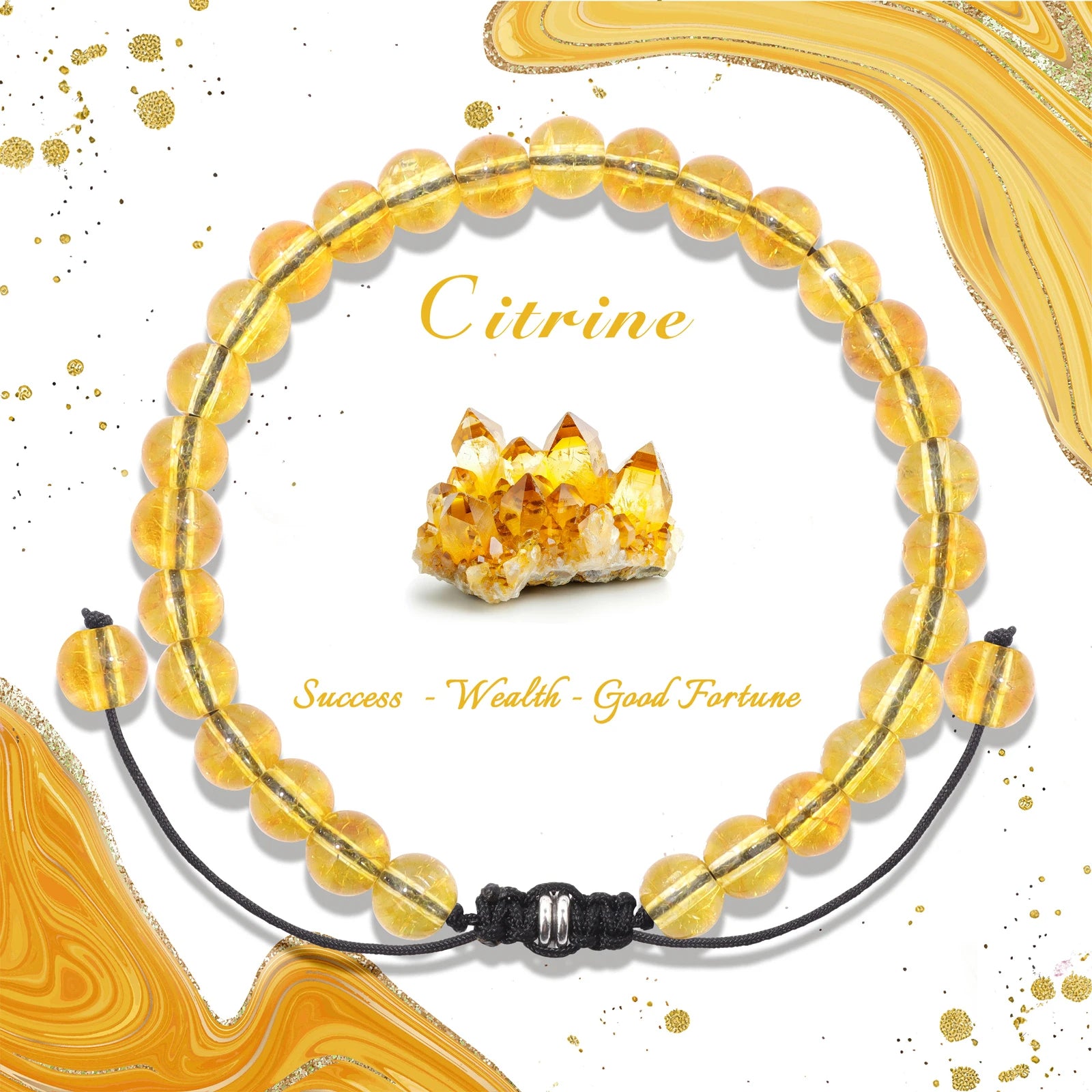 4/6/8mm Natural Black Tourmaline Stone Beads Bracelet Healing Energy Bracelets Adjustable Rope Braided Bracelet with Card Gifts