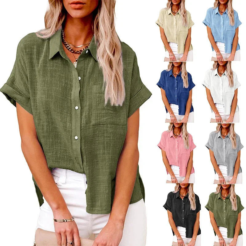 Short Sleeve Tops Tee Women Blusas Summer Loose Ladies T-Shirts Cotton Linen Blouse Woman Clothing Casual T Shirt Camisas Mujer