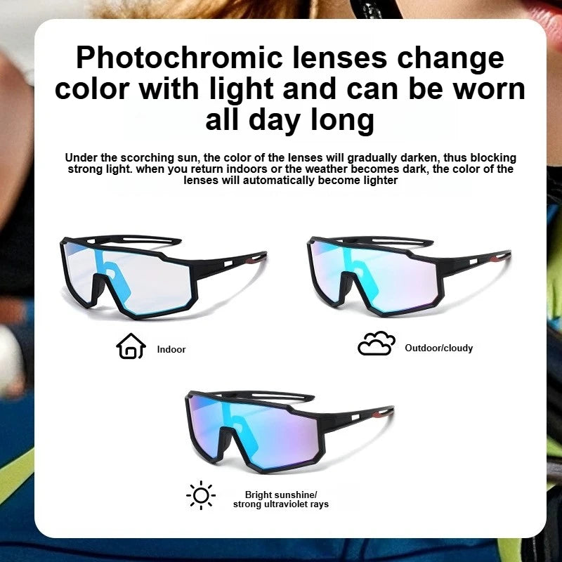 Flexible Ultra-Light Kids Sports Sunglasses TPEE Frame Photochromic UV400 Protection Goggle Cycling Running Outdoor Activities