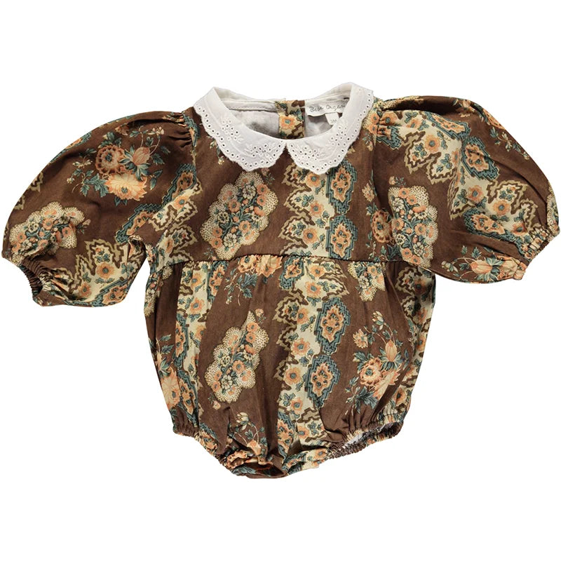 BebeO Baby Girls Long Sleeve Tops Suits Dress Rompers Hats Autumn Summer Retro Pattern Party Dress Kids Clothing Spring Dress