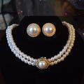 Pearl Bridal Necklace and Earrings two-piece modern women's accessories 2025 luxury designer jewelry Retro Sparkling
