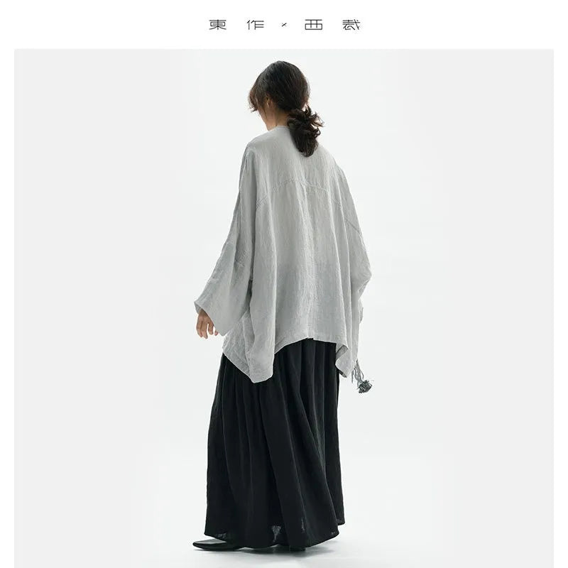 Chinese Style~ Linen Shirt, Loose Plus-Size Women's Clothing, Casual Top, Sun Protection Cover-Up, New Spring and Summer Styles