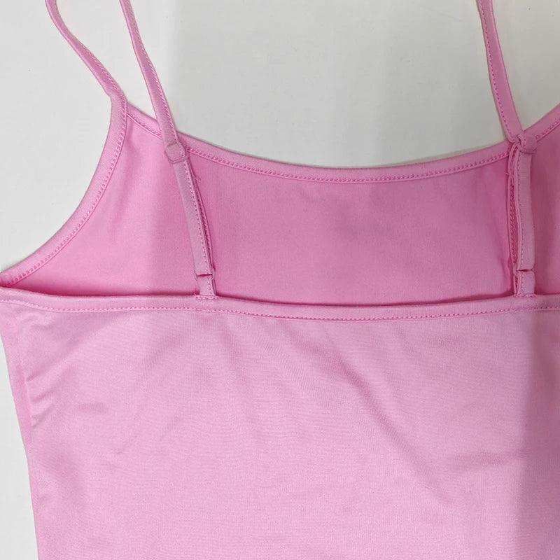 Summer New Style Elegant And Simple Easy-Matching Pink Camisole Women's Fashion Sexy Backless Top