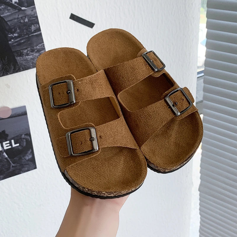 New Summer Kids Beach Cork Slippers for Girls Boys Children Outdoor Casual Non-slip Flat with Slide Shoe Boys Girls Sandals