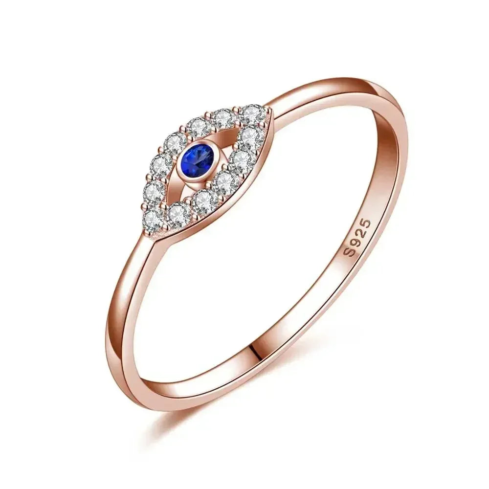 Kaletine 925 Sterling Silver Evil Eye Rings For Women Good Luck Blue Stone CZ Luxury Brand Ring Turkey Wedding Jewelry KLTR156