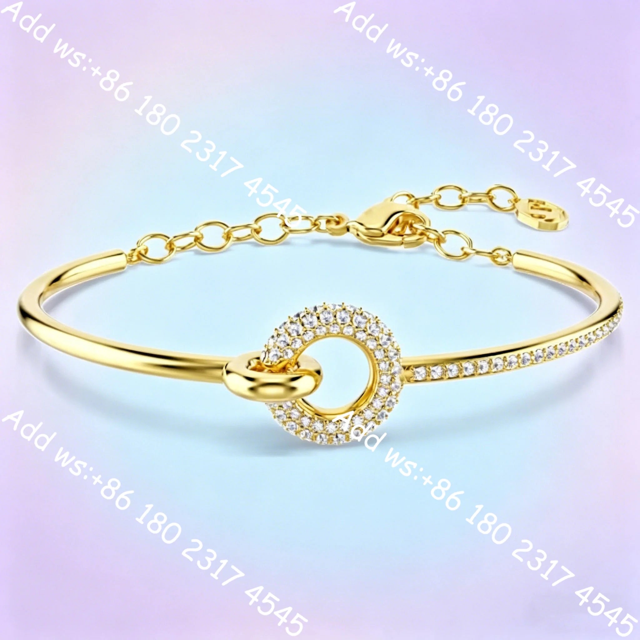 Light luxury Double Circle Zircon Jewelry Set, Necklace Earrings Bracelet Ring Set,Elegant Minimalist