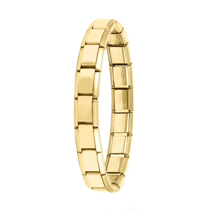 Fashion Stainless Steel Italian Elastic Charm Bracelet 9mm Width Bracelet Bangle Simple Design Girls Men Women DIY Jewelry Gifts