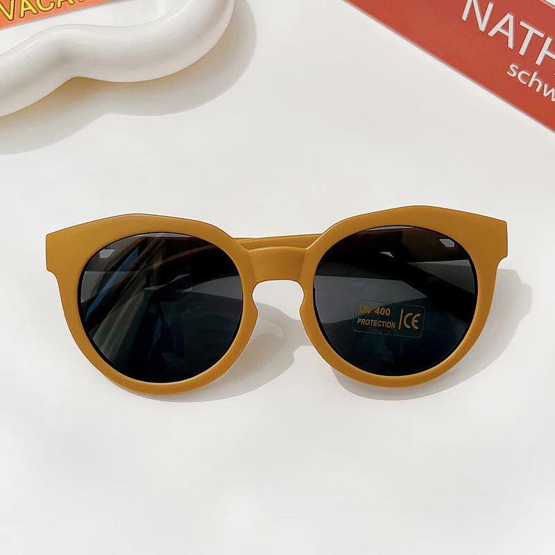 New Children Cute Checker Panel Color Round UV400 Sunglasses Baby Girls Outdoor Sun Protection Sunglasses Kid Sun Glasses