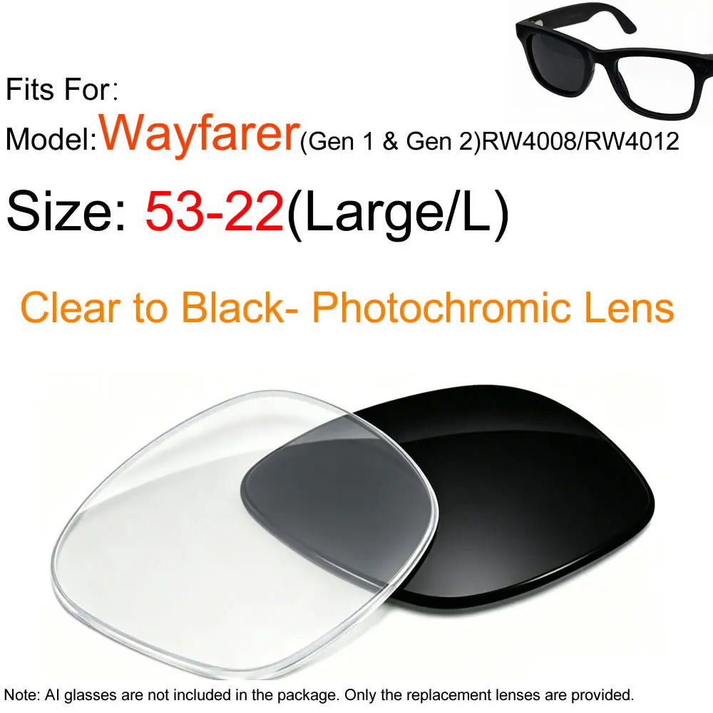 Photochromic for Ray Ban Meta Lens Replacement Transitions RW4006/4008/RW4012 Wayfarer Polarized Replacement Lenses Accessories