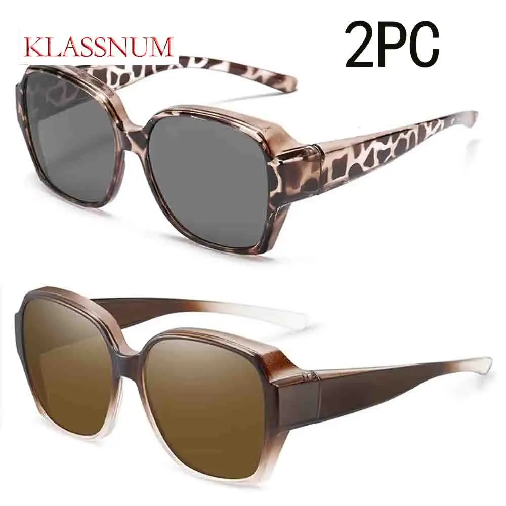 KLASSNUM Trend Driving Polarized Sunglasses For Men Women Fit Over Glasses Wrap Around Sunglasses Square Shades UV400 Goggles