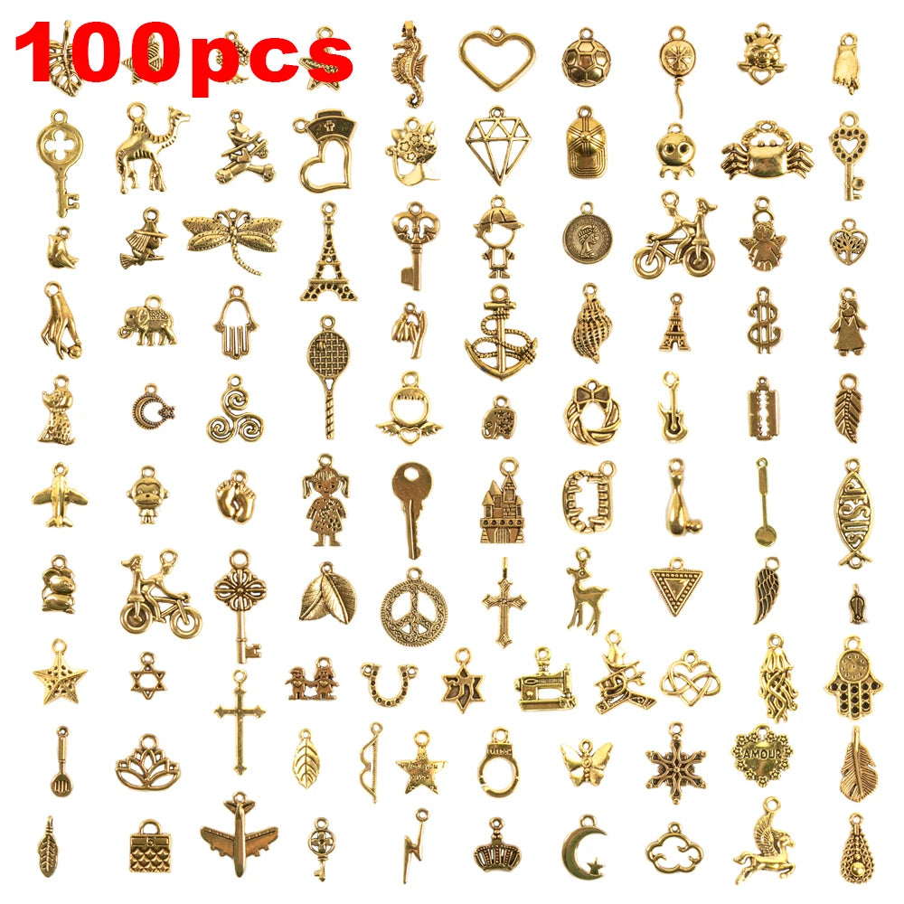 CHuangQi Bulk Lots Jewelry Making Charms Mixed Smooth Metal Charms Pendants Bracelet Necklace Making DIY Project Accessories