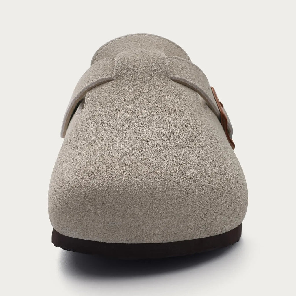 Crestar Women's Clogs Mules Cork Clogs Slippers Men Outdoor Mules Suede Clogs Shoes with Arch Support Mule Leather Clogs Sandal
