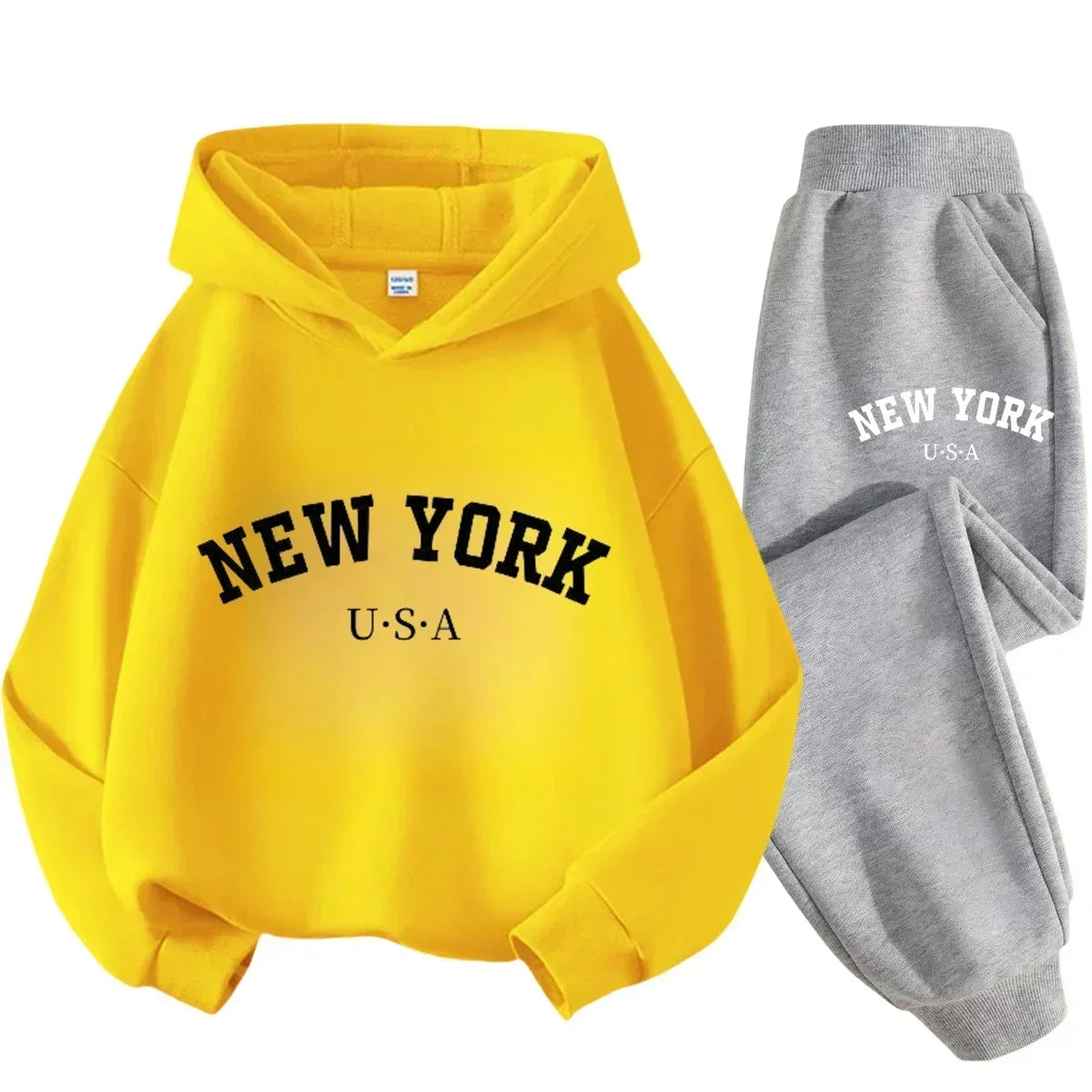 Kids Fashion Simple USA New York Alphabet Print Casual Suit Boys Outdoor Sports Suit Girls Fall and Winter Comfortable Warm Suit