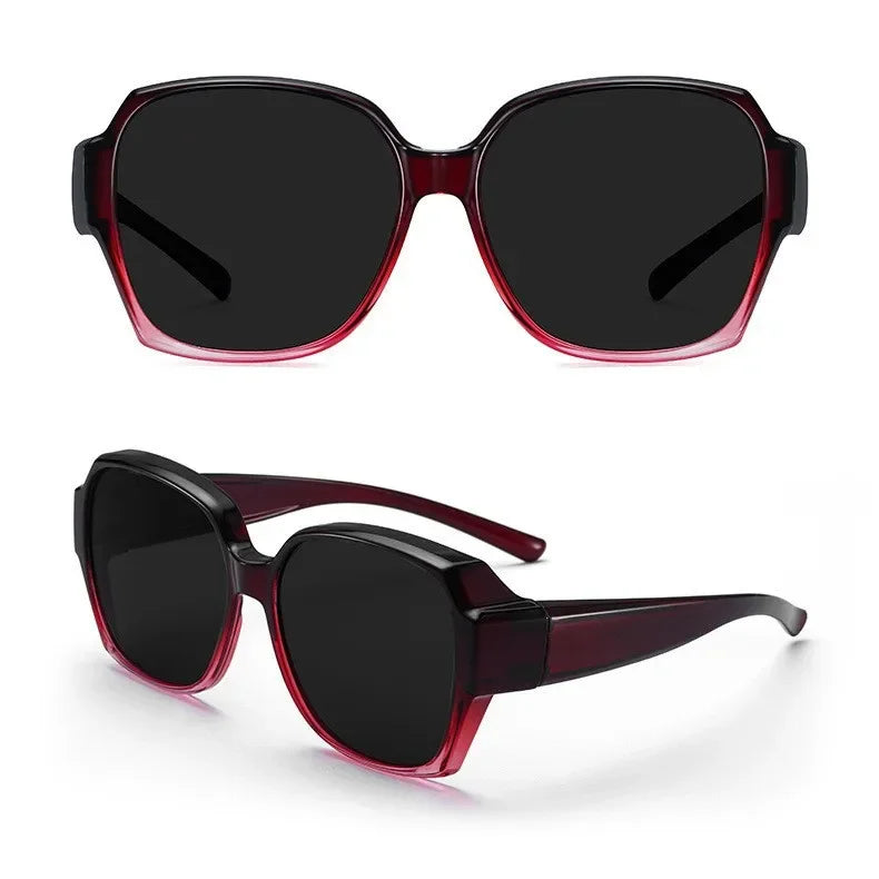 Men Women Vintage Anti-UV Sunglasses Unisex Wear Over Myopia Prescription Eyewear Outdoor Travel Fit Over Sun Glasses for Sports