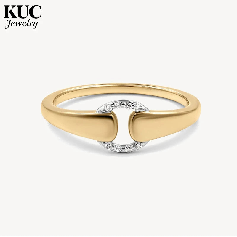 KUC Jewelry Sterling Silver 925 Ring For Woman Daily Wearing Two Toned Zircon Buckle Girls Rings Free Shipping