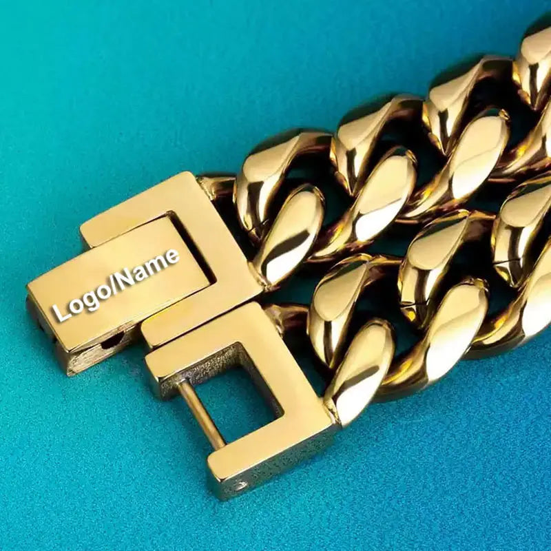 14/16/18mm Stainless Steel Cuban Link Bracelet Men Gold Silver Plated Hip Hop Chunky Chain Wristband Jewelry Gift
