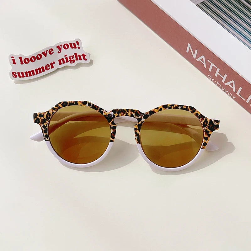 New Boys Girls Double Leopard Round Outdoor Children Sun Protection Sunglasses Kids Colors Protect Eyes Baby UV400 Sunglasses