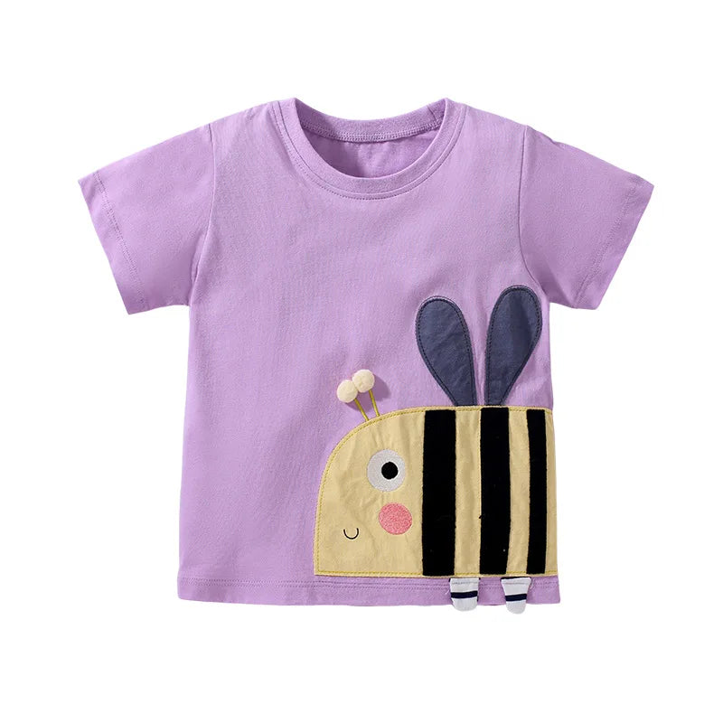 Little maven 2026 Cotton T-shirt Short Sleeves Summer Clothes with Little Bees Lovely for Baby Girls Kids 2 to 7 year