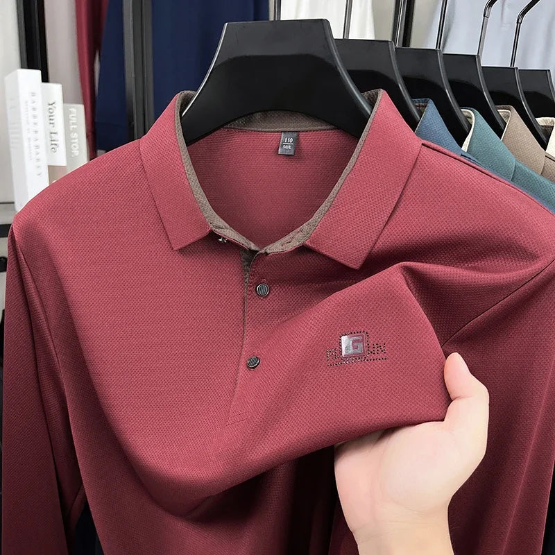 2026 Men's Business Casual Short Sleeved Shirt with Badge Solid Color Polo Shirt Fashionable Comfortable Versatile Top