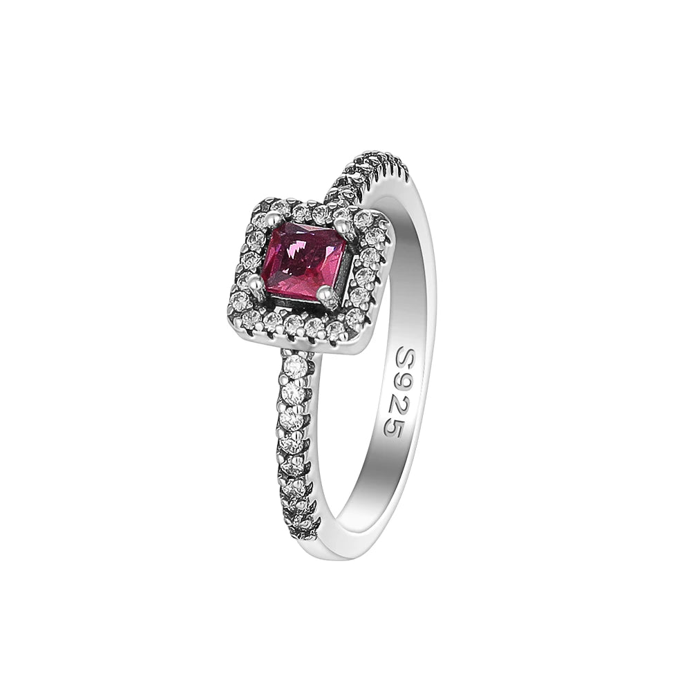 Hot Selling 925 Silver,Square,Bow,Flower,Playing Card Ring,Size 6 7 8 9,Suitable for European Women's Charm Luxury Jewelry Gifts