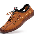 Men's Soft Leather 2024 Summer Men Leather Sandals Breathable Non-slip Cow Tendon Sole Casual Leather Shoes Outdoor Beach Shoes