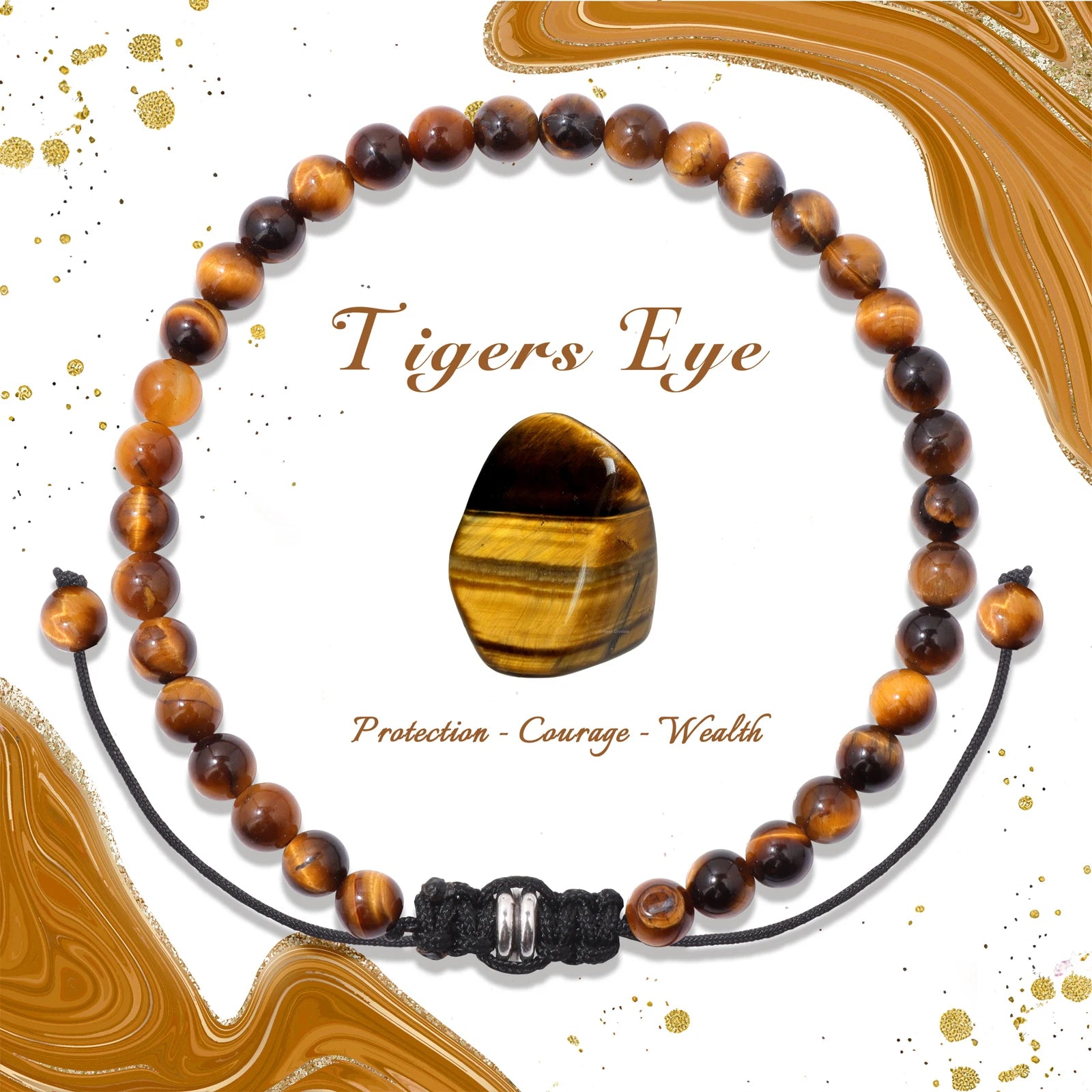 4/6/8mm Natural Black Tourmaline Stone Beads Bracelet Healing Energy Bracelets Adjustable Rope Braided Bracelet with Card Gifts