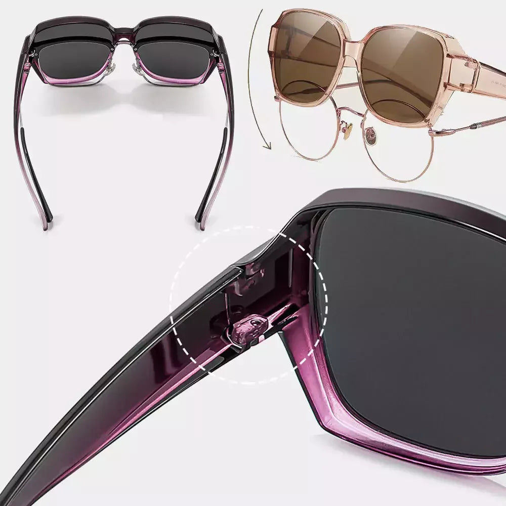KLASSNUM Trend Driving Polarized Sunglasses For Men Women Fit Over Glasses Wrap Around Sunglasses Square Shades UV400 Goggles
