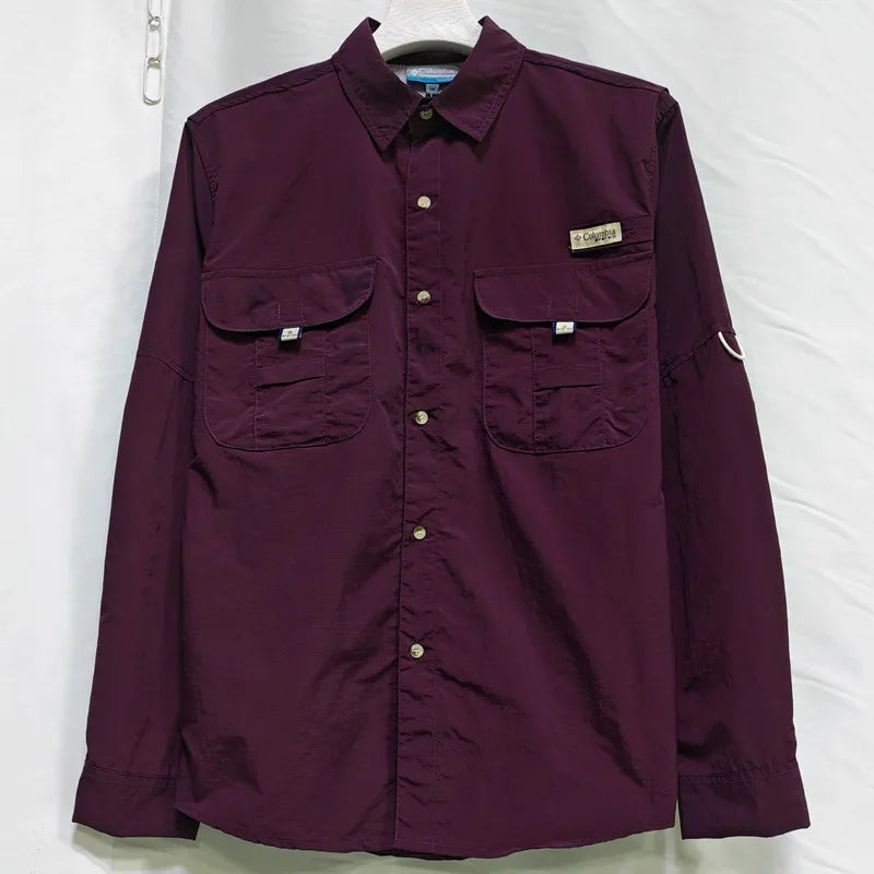 Middle aged and young men business casual Summer sun protection Shirt men Men's collar workwear shirt, workwear, pocket casual