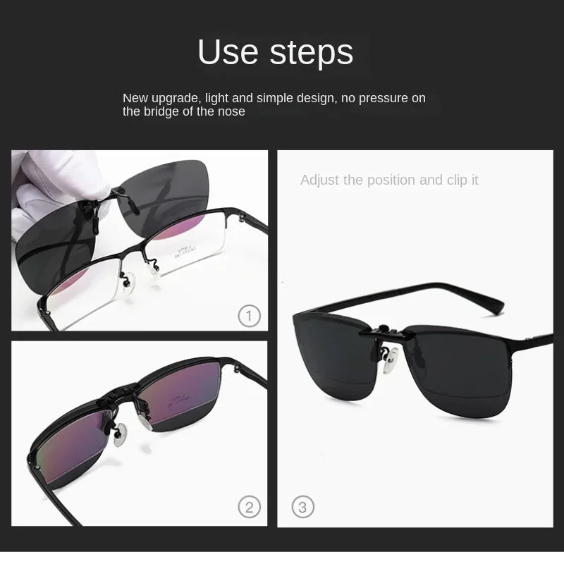 Night Vision Driving Men Goggles Clips UV400 Anti Glare Vintage Glasses Polarized Fishing Square Clip on Sunglasses Men Women