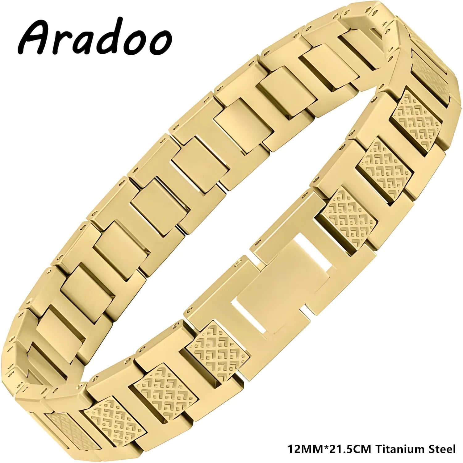 ARADOO Titanium Steel Men's Bracelet Crocodile-Pattern Link Chain Premium Business Jewelry Gift