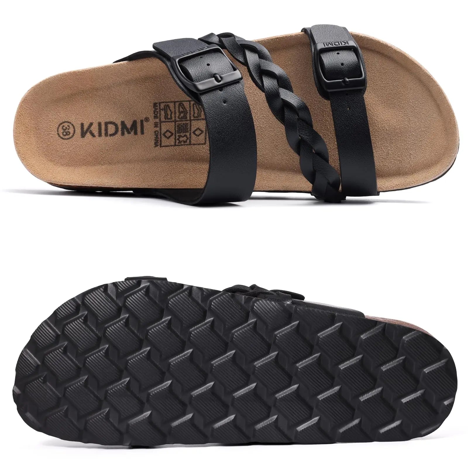 Crestar Women's Cork Footbed Sandals Lady Fashion Buckle Slip-On Slide Sandals New Summer Comfortable Sllipers with Arch Support