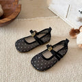 Summer Toddler Girls Polka Dot Mesh Mary Jane Shoes Flower Decor Soft Non-Slip Sole Breathable Lightweight Daily Party Wear