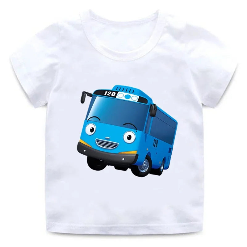 Tayo the Little Bus Cartoon Kids Print Funny Summer Tops Men Women Adults Children Boy Gril Kids Parent Child Cotton T shirt