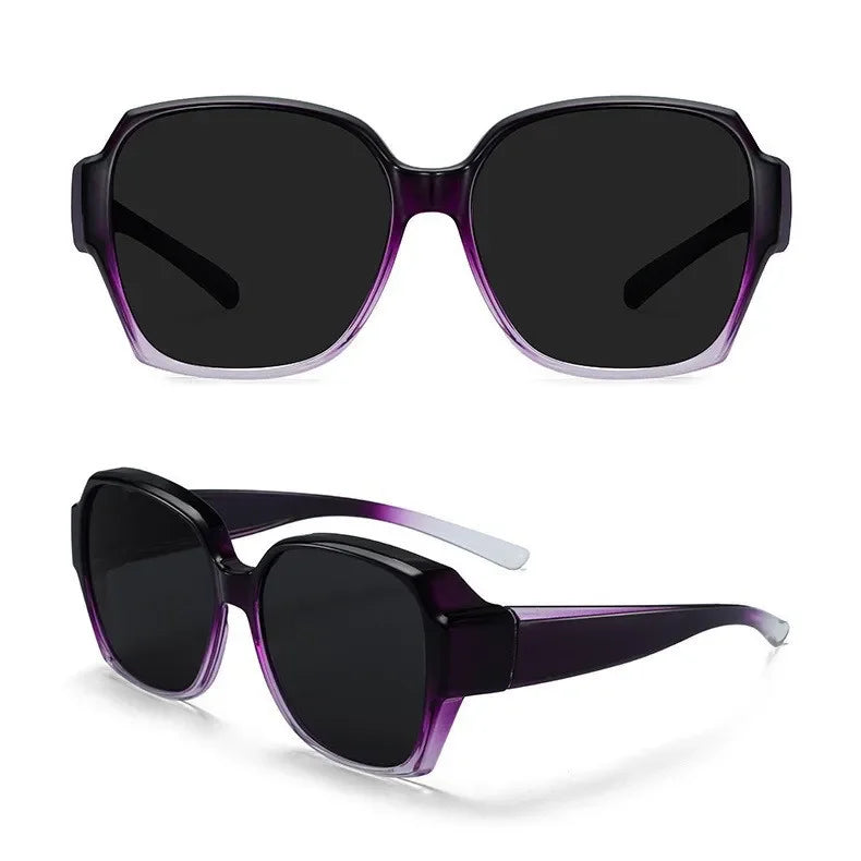 Men Women Vintage Anti-UV Sunglasses Unisex Wear Over Myopia Prescription Eyewear Outdoor Travel Fit Over Sun Glasses for Sports