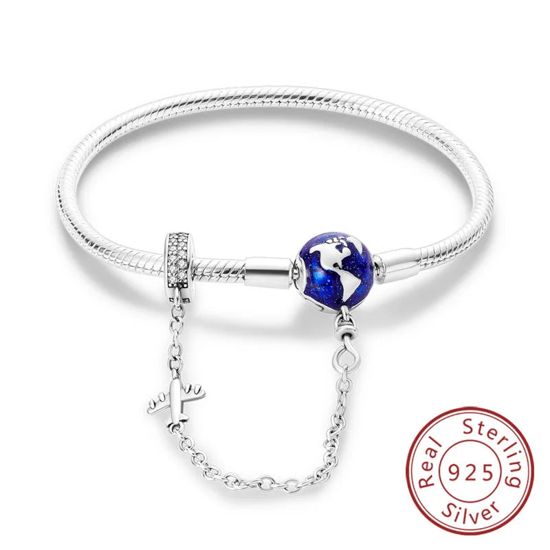 Bracelet 17-20CM Love Heart Original 925 Sterling Silver Charm Bracelet Pave Zirconia Bracelet for Women DIY Charm Jewelry Gifts