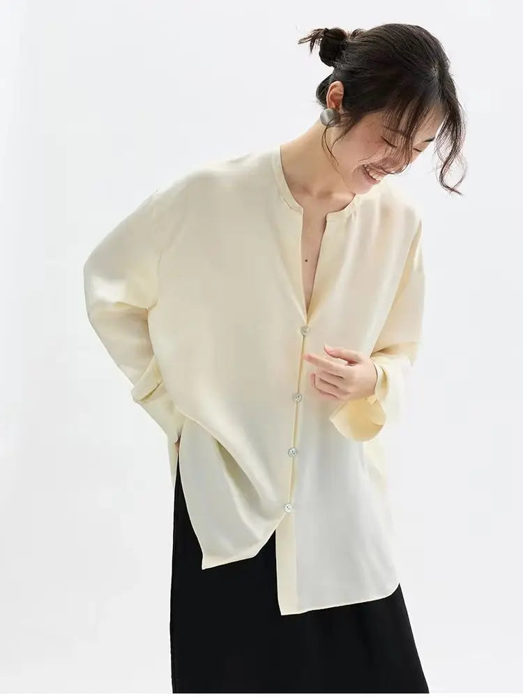 Satin Luster~ Silk Shirt 100% Mulberry Silk Long-Sleeved Shirt Quality Women's Clothing 2026 New Style