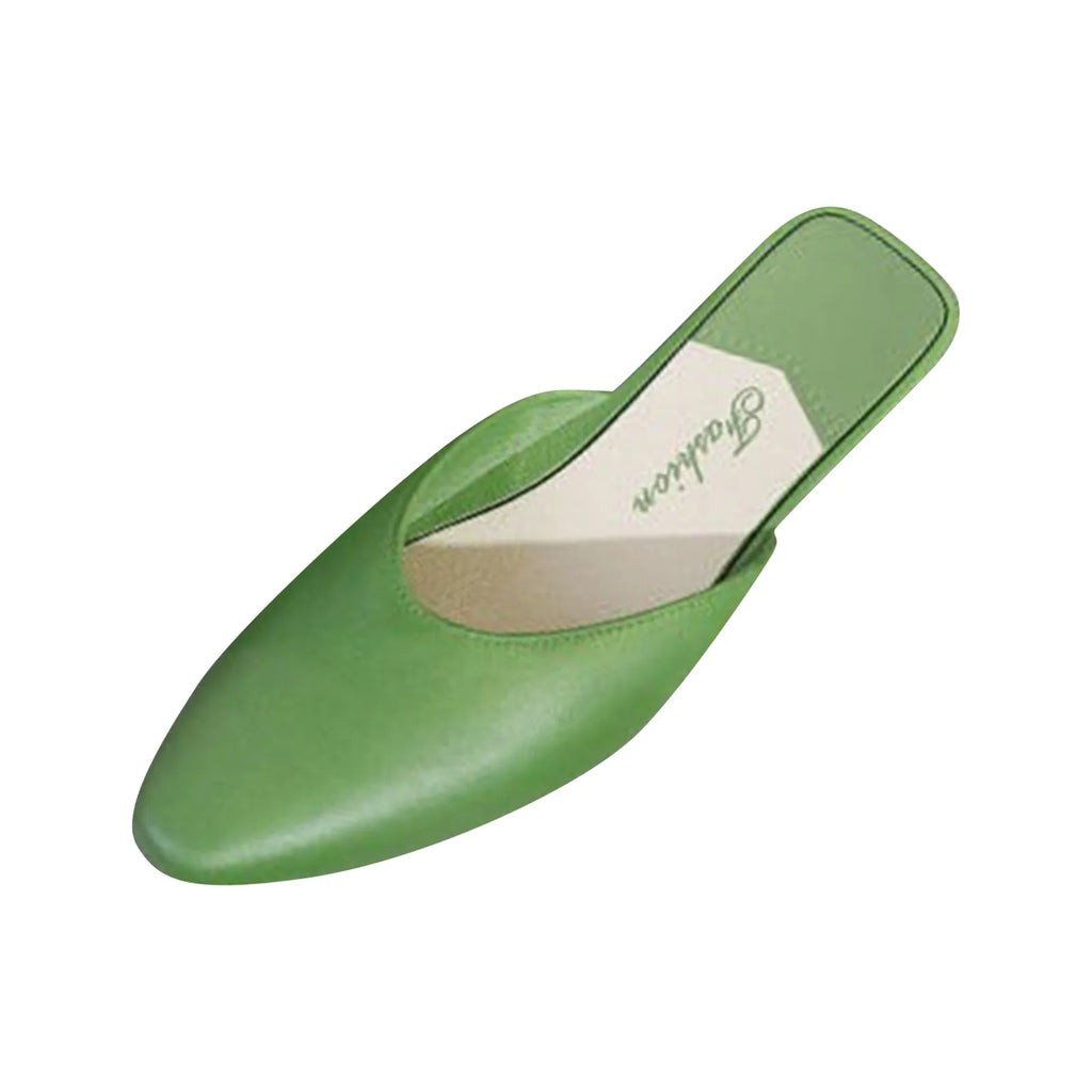 Women'S Slippers Fashion Solid Color Closed Toe Shallow Shoes Popular In Summer Flat Shoes Low-Top Lazy Outdoor Slipper