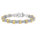 S925 Sterling Silver Tennis Bracelet with Moissanite Fashion Dual-tone Vintage Couple's Jewelry Retro Hand Accessory