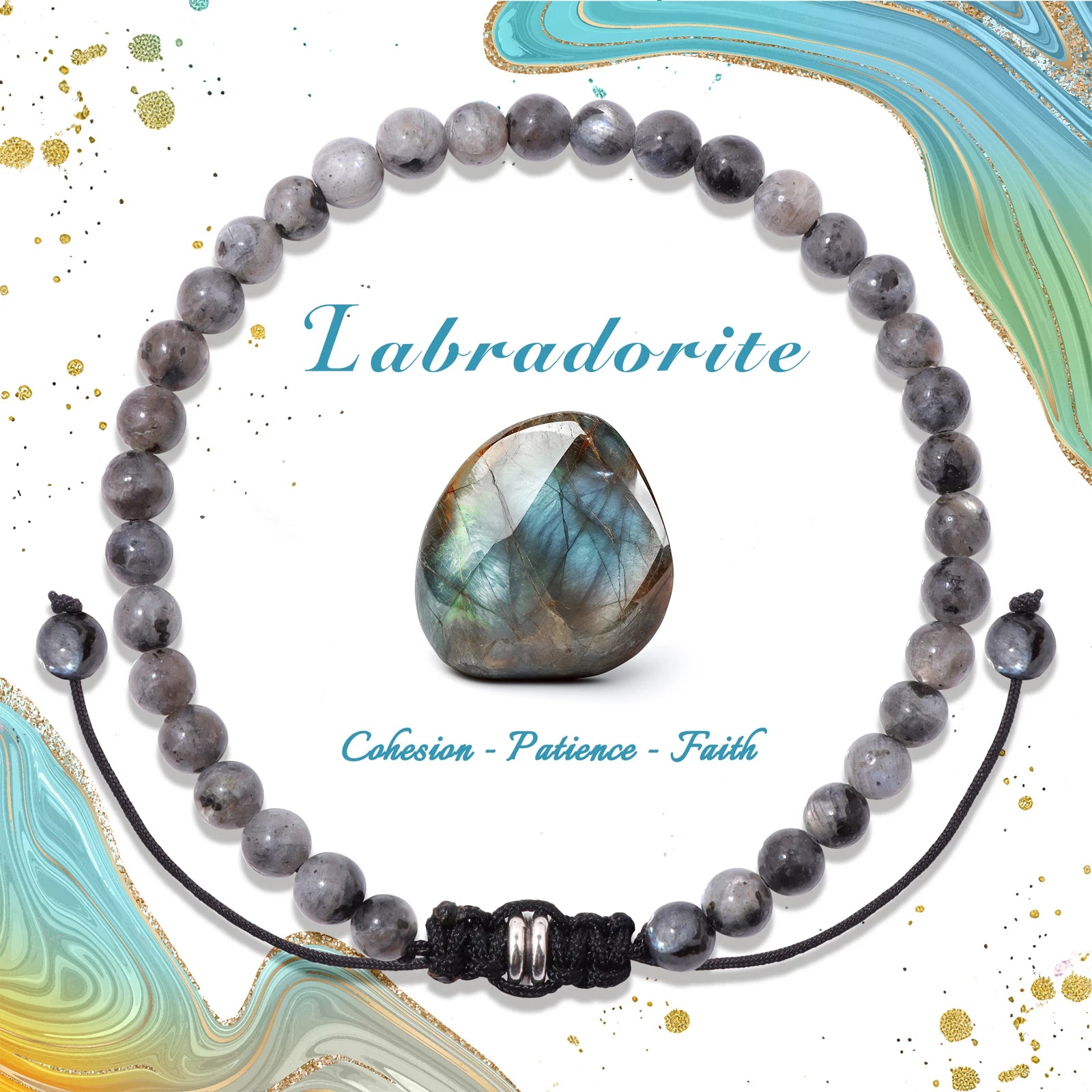 4/6/8mm Natural Black Tourmaline Stone Beads Bracelet Healing Energy Bracelets Adjustable Rope Braided Bracelet with Card Gifts
