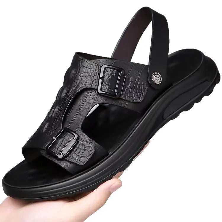 Outdoor Men's Sandals Outdoor Summer Slippers High-quality Shoes 2025 Summer Leather Sandals for Men New Man's Walking Shoes