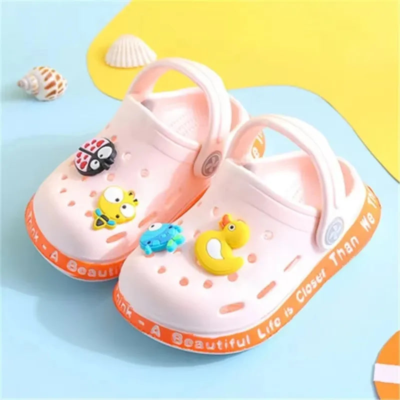 Kids Summer Cartoon Cave Hole Sandals Cute EVA Beach Sandals Non-Slip Soft Soled Quick Drying Boy Girl Shoe